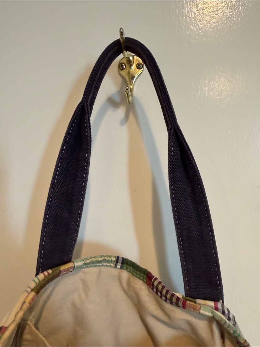 Vintage J.Crew Madras Patchwork Canvas Tote Bag - Picture 8 of 11